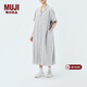 MUJI IDEE 女式 泡泡紗 短袖連衣裙 女裝裙子夏季 GAD53C4S 淺灰色 均碼 165/88A