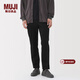 MUJI 男式 彈力絲光斜紋 修身褲 男士長(cháng)褲子男裝25年春秋季 AE0XSA5A 黑色 M (79cm(175/78A))