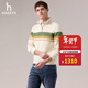 哈吉斯（HAZZYS）男裝 2025秋季新款半開(kāi)襟衛衣通勤撞色條紋長(cháng)袖T恤男ABTZE0CDE06 乳白色IV L （175/96A 48）