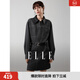 ELLE法式設計感襯衫式連衣裙女2025冬季新款仿牛仔腰帶休閑短裙子 中灰 S