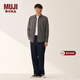 MUJI男式 法蘭絨長(cháng)袖襯衫男士襯衣25年冬季空調衫男裝純棉 深灰色條紋 XL （180/104A）