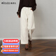 Olrain歐芮兒新款女裝秋冬季小個(gè)子白色牛仔褲寬松直筒褲休閑長(cháng)褲 米白色 S