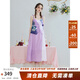 兩三事森靈綺夢(mèng) 2025夏季新款小清新印花拼色綁帶吊帶裙連衣裙 紫色 M