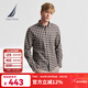 諾帝卡（NAUTICA）【商場(chǎng)同款】男裝秋冬款棉羊毛混紡經(jīng)典舒適格紋襯衫男WO4303 橡皮棕20M L