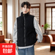 美式復古羽絨棉馬甲男女冬季寬松無(wú)袖坎肩保暖背心外套 黑色 3XL 【建議165-180斤】