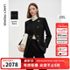 朗姿純羊毛黑色短外套2025年冬季新款高智氣質(zhì)設計感修身上衣女 黑色 M