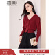 香影法式酒紅色v領(lǐng)針織開(kāi)衫女2026春新款氣質(zhì)收腰外穿毛衣外套 紅色 L