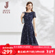 經(jīng)典故事（JANE STORY）經(jīng)典故事優(yōu)雅氣質(zhì)修身雪紡連衣裙2025新款夏季高端復古碎花裙女 M73深藍色 XL