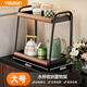 優(yōu)勤（YOUQIN）杯子收納置物架雙層桌面水杯架吧臺咖啡茶馬克杯輕奢整理架子 【中古風(fēng)】茶水杯架雙層-40cm