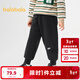 巴拉巴拉兒童長(cháng)褲男童裝冬季加絨束腳休閑褲保暖厚款百搭小童褲子 黑色90001 120