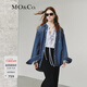 MO&Co.牛仔夾克春秋土耳其棉懷舊洗褪細鉆寬松襯衫外套摩安珂 牛仔藍色 S 160