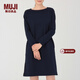 MUJI MUJI 女式 粗棉線(xiàn) 長(cháng)袖連衣裙 W7AB030 海軍藍 M