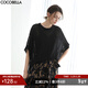 COCOBELLA鏤空提花微透視蝙蝠袖針織衫松弛感親膚罩衫TS3008B 黑色 M