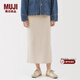 MUJI女式 米蘭諾羅紋編織裙子 長(cháng)半身裙女款25年冬季女裝BA1QNA5A 米白色 M (160/66A)
