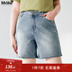 MsShe【復古寬松闊腿牛仔短褲】大碼女裝2025新款夏季胖mm巨顯瘦 牛仔灰藍色現貨 3XL