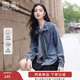 香影復古蝴蝶結牛仔襯衫女2026春季新款正肩立領(lǐng)襯衣港風(fēng)藍色上衣 牛仔藍 M
