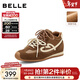 百麗（Belle）流心糖撞色阿甘鞋女春季新款商場(chǎng)同款內增高愛(ài)心休閑鞋E7H2DAM6 棕色-高幫絨里 37