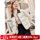 百圖betu女裝秋冬新款羽絨服撞色燈芯絨小香風(fēng)羽絨外套女2309T04 米白 S