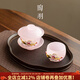 陶羽粉色琉璃花語(yǔ)蓋碗一壺一杯茶盤(pán)茶杯家用功夫茶具防燙手泡茶敬茶碗 琉璃·花語(yǔ)蓋碗+清香杯+海棠盤(pán)