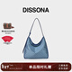 DISSONA迪桑娜女包幸運錦囊hobo包老花包單肩手提包通勤【情人節禮物】 牛仔色-大號（肩帶可調節）
