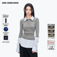 ANN ANDELMAN【明星同款】秋季新款拼接襯衫假兩件針織衫女長(cháng)袖 灰色 S