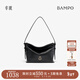 半坡飾族（bampo）新款包包小綿綿頭層牛皮手抓紋小包時(shí)尚高級感女包單肩斜挎包元旦 墨碳黑