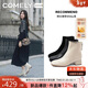 康莉（COMELY）靴子女2025冬季新款羊皮時(shí)尚通勤短靴百搭瘦瘦靴 黑色/布里 38