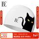 范德安（BALNEAIRE）小黑貓/喵星人系列2025新品印花成人泳帽 BYM076 奶油白