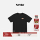 EVISU福神男女同款流行休閑時(shí)尚運動(dòng)商標短袖T恤 黑色 S 【寬松效果需拍大1-2個(gè)尺碼】