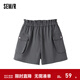森馬兒童短褲甜酷風(fēng)寬松工裝褲夏季女童裝大口袋花苞腰褲子輕量 中灰20410 110 cm