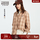 Teenie Weenie小熊女裝長(cháng)袖襯衫春季翻領(lǐng)時(shí)尚氣質(zhì)休閑時(shí)髦復古潮流格紋襯衣上衣 卡其色 L