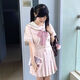 漣畫(huà)jk水手服學(xué)院風(fēng)套裝女日系長(cháng)袖收腰百褶裙 短袖上衣+43CM粉色百褶裙+波點(diǎn)領(lǐng)結 S
