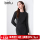 百圖betu女裝冬季新款連衣裙收腰顯瘦流蘇毛邊裙子女2410T94 深灰 M