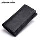 皮爾卡丹（pierre cardin）真皮男士長(cháng)款錢(qián)包多卡位錢(qián)夾商務(wù)青年牛皮皮夾拉鏈防盜設計手包 黑色