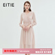 愛(ài)特愛(ài)（EITIE）法式復古雪紡網(wǎng)紗V領(lǐng)收腰長(cháng)袖連衣裙秋冬新款女裙C2307248 花蜜粉63 2XL 175