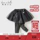 戴維貝拉（DAVE＆BELLA）冬裝新款女童裙褲兒童加絨褲子洋氣寶寶針織打底褲小童長(cháng)褲 深灰色【現貨】 100 cm（建議身高90-100cm）