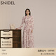 SNIDEL秋冬甜美碎花系帶收腰百褶雪紡連衣裙SWFO245033 粉米色 M （1）