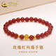 中國黃金（CHINA GOLD）黃金手串女款足金玫瑰花紅瑪瑙手鏈婦女節生日禮物送女友愛(ài)人 玫瑰紅瑪瑙手鏈  約0.2g
