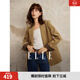 ELLE【浮光鎏金】燈芯絨廓形西裝外套女2025秋季新款正肩時(shí)髦西服 卡其 S