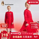 暇步士（Hush Puppies）童裝女童連衣裙中大童甜美長(cháng)袖裙拜年服新年款 經(jīng)典紅   110   