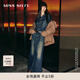 MISS SIXTY冬牛仔連衣裙女長(cháng)袖美式復古洗水后開(kāi)衩百搭長(cháng)裙 中藍 XS