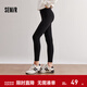 森馬（Semir）休閑褲女修身磨毛輕暖小腳褲2024秋冬新款顯腿長(cháng)九分鯊魚(yú)褲瑜伽褲 黑色90001 M