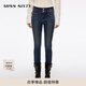 MISS SIXTY2025冬季新款復合絨牛仔褲女雙扣腰顯瘦修身小腳鉛筆褲 深藍 28