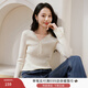 香影v領(lǐng)內搭針織衫女2025秋冬新款蕾絲拼接修身含羊毛灰色薄毛衣 米白 L 165/88A/110-125斤