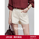 初語(yǔ)純棉牛仔褲女2025夏季新款米白色前貼袋熱褲中低腰百搭短褲 米白色 27