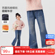 左西女童加絨牛仔褲2025新款兒童加厚保暖女孩喇叭褲子冬 牛仔色 160