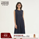 Teenie Weenie小熊女裝春夏知識分子寬松無(wú)袖百褶連衣裙收腰氣質(zhì)裙 藏青色 S