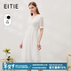 愛(ài)特愛(ài)（EITIE）氣質(zhì)V領(lǐng)高腰簡(jiǎn)約純色雪紡連衣裙別致夏新款高級感裙子7007738 亮白10 L 165