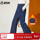 ASK JUNIOR女童褲子冬裝中大童加絨保暖直筒褲兒童牛仔褲喇叭褲 藍色 160 