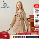 哈吉斯（HAZZYS）品牌童裝女童外套秋新品舒適挺括利落翻領(lǐng)休閑英倫風(fēng)薄外套 燕麥卡其 145